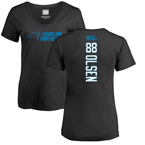 Carolina Panthers Black Women Greg Olsen Backer NFL Football #88 T Shirt